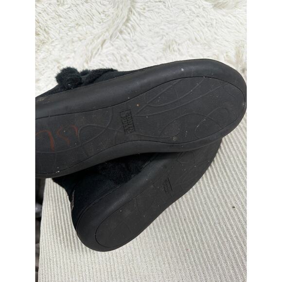 South Pole Boots Womens Size 10W Black Faux Fur Cabin Slipper House Shoes - Picture 6 of 11